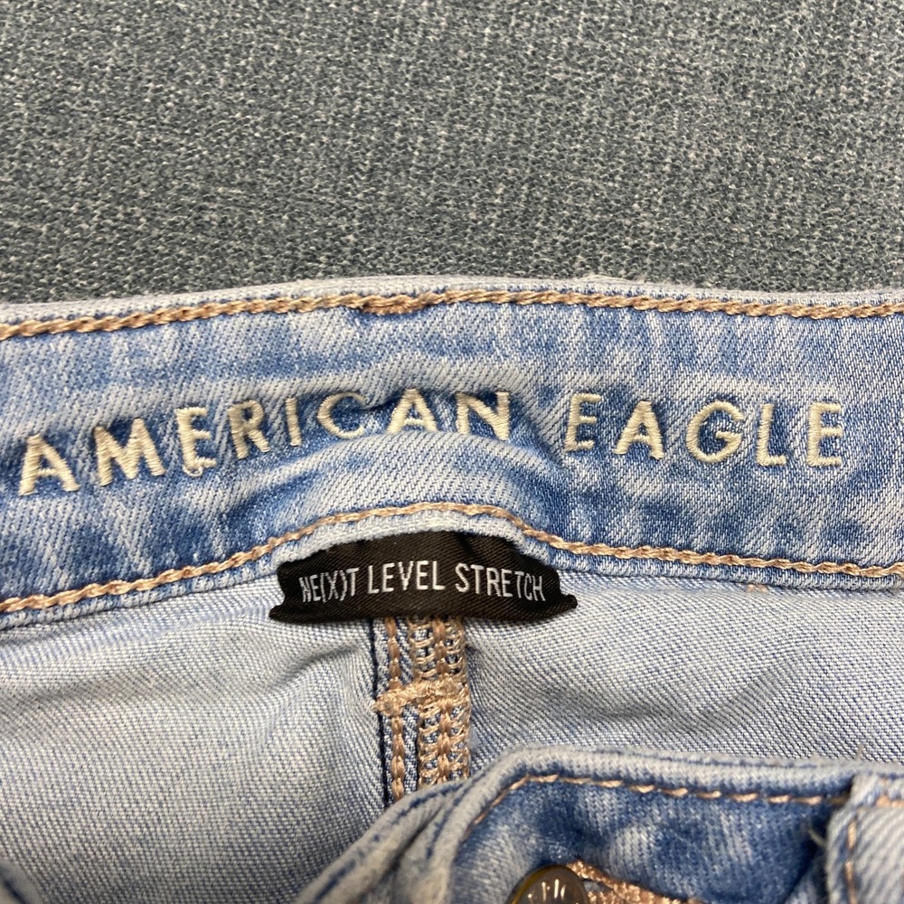 American Eagle Outfitters Flare Jeans Womens 6 Blue Stretch Mid Rise Distressed - Picture 10 of 16
